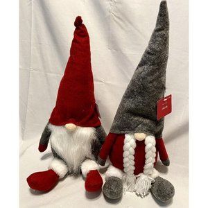 16 In Tall Plush Holiday Gnome Couple About 8 In Wide Weighted Bottoms NWT